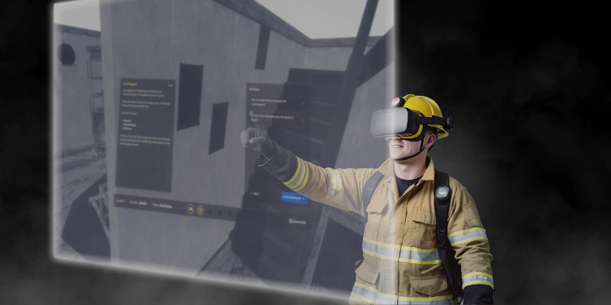 Firefighter using product in VR